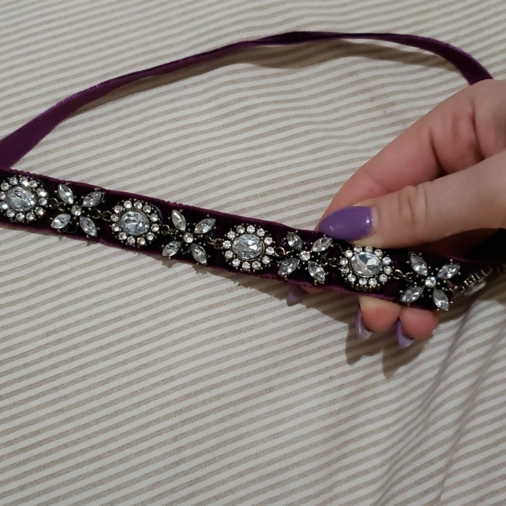 Burgundy headband with diamond decor